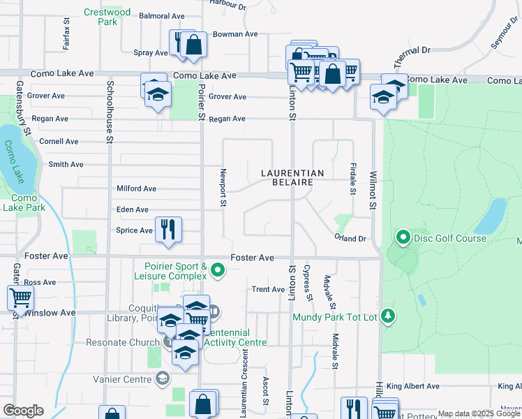 map of restaurants, bars, coffee shops, grocery stores, and more near 1872 Walnut Crescent in Coquitlam