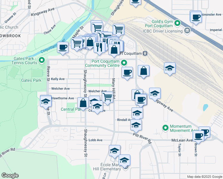 map of restaurants, bars, coffee shops, grocery stores, and more near in Port Coquitlam
