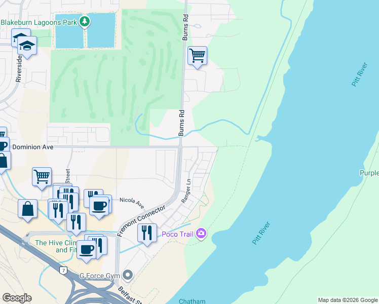 map of restaurants, bars, coffee shops, grocery stores, and more near 2393 Ranger Lane in Port Coquitlam