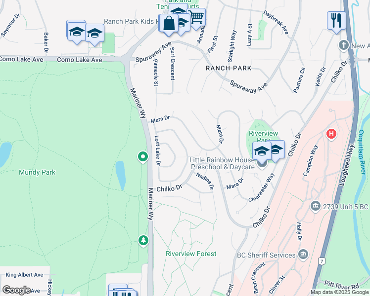 map of restaurants, bars, coffee shops, grocery stores, and more near 2776 Westlake Dr in Coquitlam