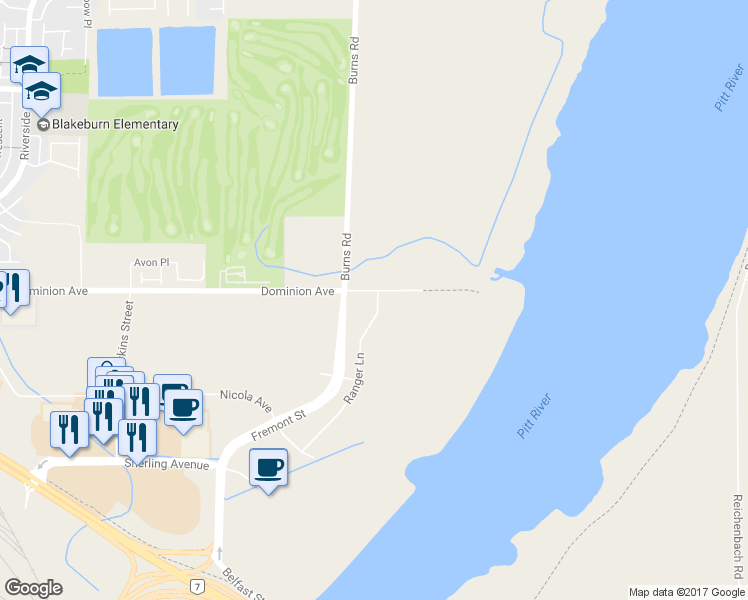 map of restaurants, bars, coffee shops, grocery stores, and more near 487-525 Dominion Ave in Port Coquitlam