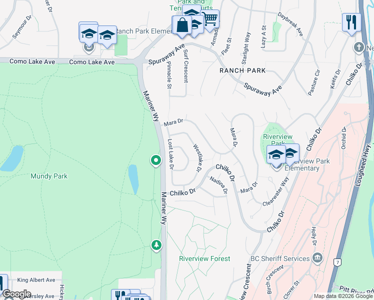 map of restaurants, bars, coffee shops, grocery stores, and more near 2770 Goldstream Crescent in Coquitlam