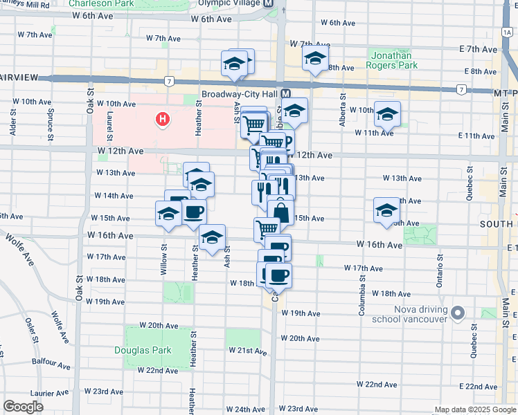 map of restaurants, bars, coffee shops, grocery stores, and more near 3020 Promenade Mews in Vancouver