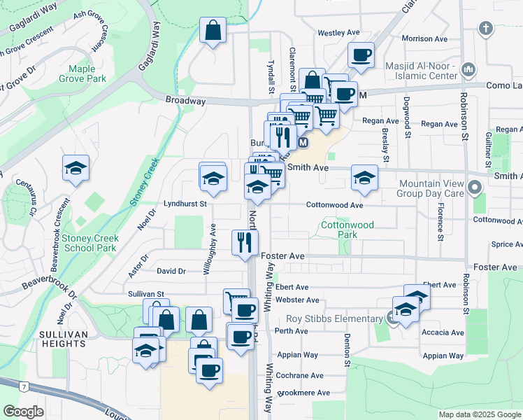 map of restaurants, bars, coffee shops, grocery stores, and more near 504 Cottonwood Avenue in Coquitlam