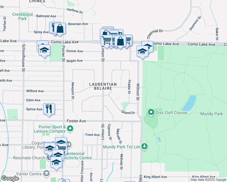 map of restaurants, bars, coffee shops, grocery stores, and more near 687 Poplar Street in Coquitlam