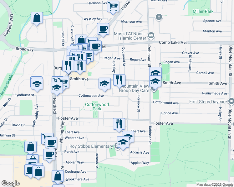 map of restaurants, bars, coffee shops, grocery stores, and more near 628 Cottonwood Avenue in Coquitlam
