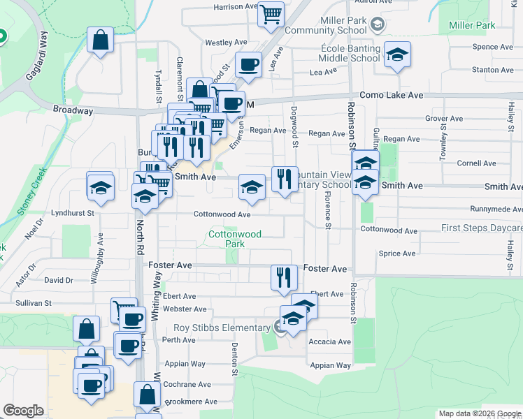 map of restaurants, bars, coffee shops, grocery stores, and more near 615 Cottonwood Avenue in Coquitlam