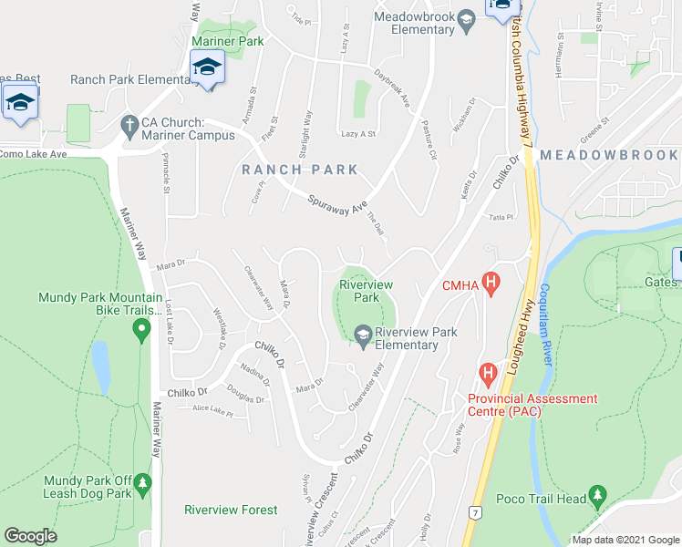 map of restaurants, bars, coffee shops, grocery stores, and more near 736 Clearwater Way in Coquitlam