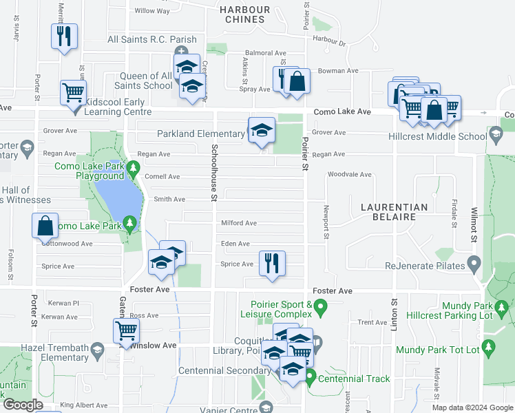 map of restaurants, bars, coffee shops, grocery stores, and more near 1590 Smith Avenue in Coquitlam