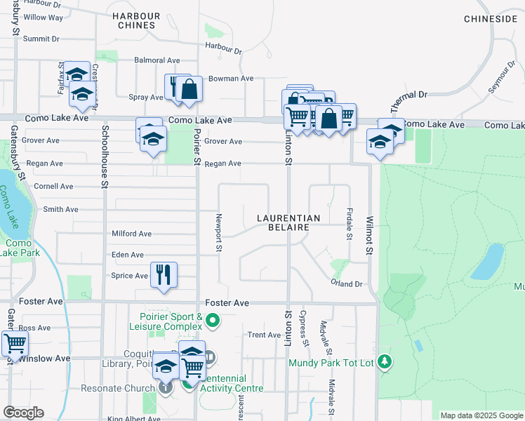 map of restaurants, bars, coffee shops, grocery stores, and more near 702 Lomond Street in Coquitlam