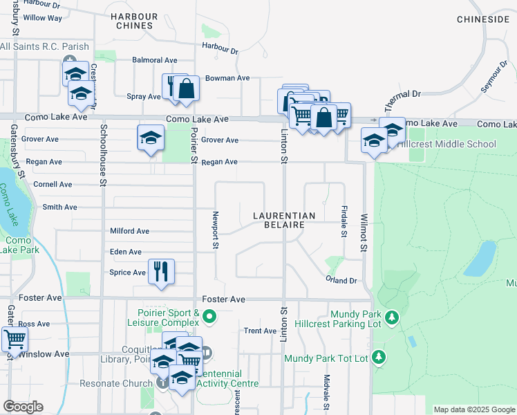 map of restaurants, bars, coffee shops, grocery stores, and more near 702 Lomond Street in Coquitlam