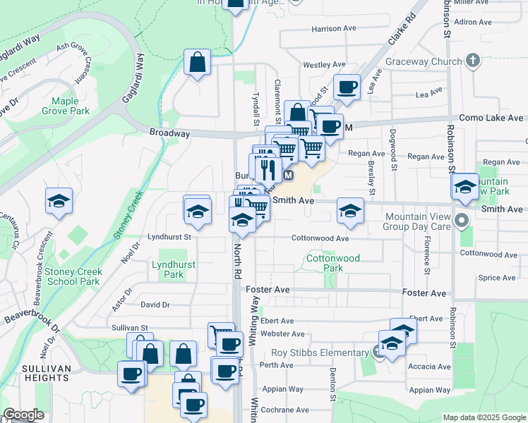 map of restaurants, bars, coffee shops, grocery stores, and more near 518 Clarke Road in Coquitlam