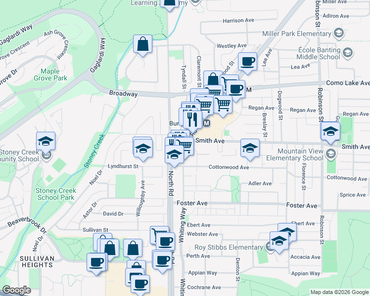 map of restaurants, bars, coffee shops, grocery stores, and more near 511 Clarke Road in Coquitlam