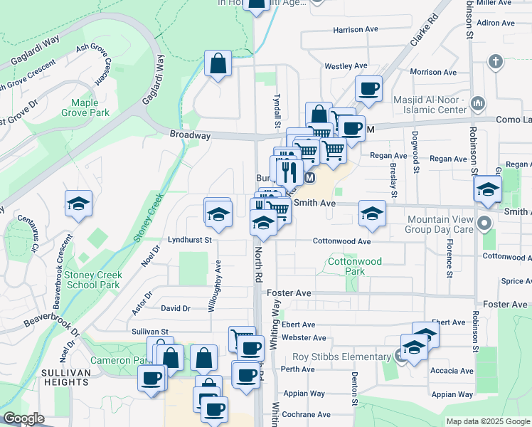 map of restaurants, bars, coffee shops, grocery stores, and more near 511 Clarke Road in Coquitlam