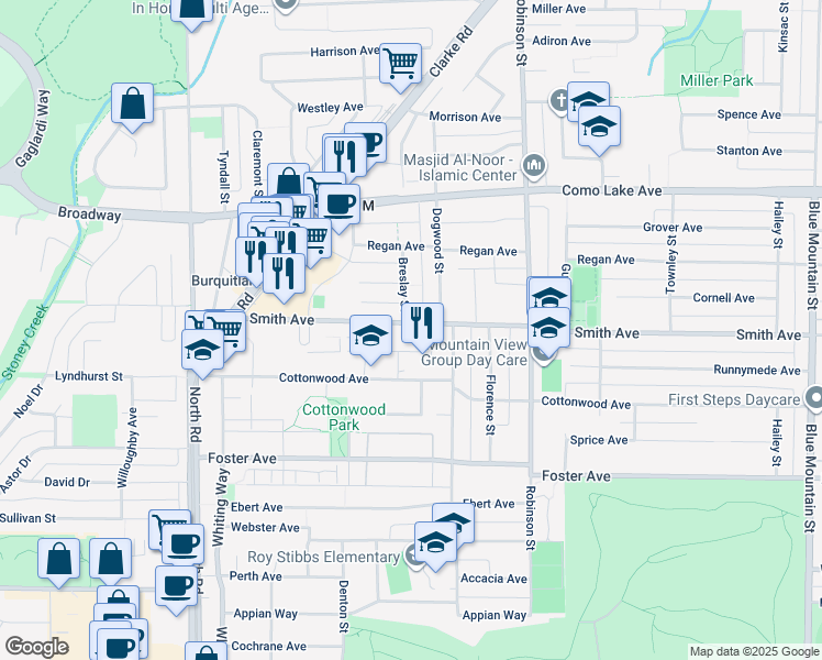 map of restaurants, bars, coffee shops, grocery stores, and more near 626 Smith Avenue in Coquitlam