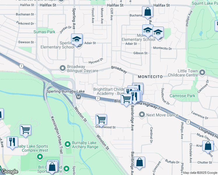 map of restaurants, bars, coffee shops, grocery stores, and more near 2737 Ellerslie Avenue in Burnaby