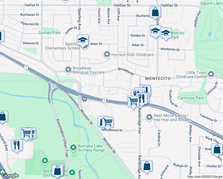 map of restaurants, bars, coffee shops, grocery stores, and more near 2713 Ellerslie Avenue in Burnaby