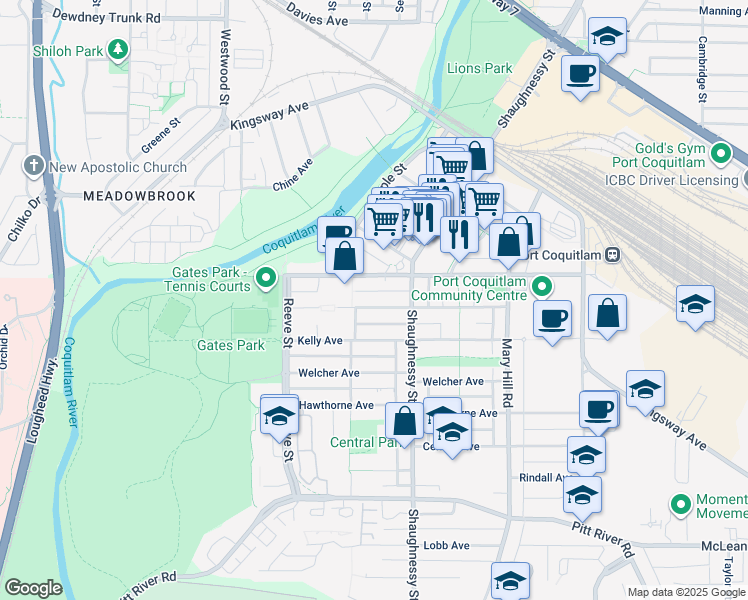 map of restaurants, bars, coffee shops, grocery stores, and more near in Port Coquitlam