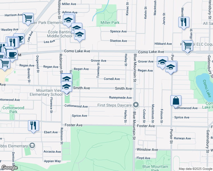 map of restaurants, bars, coffee shops, grocery stores, and more near 849 Smith Avenue in Coquitlam