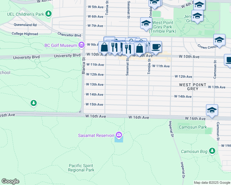 map of restaurants, bars, coffee shops, grocery stores, and more near 4553 West 14th Avenue in Vancouver
