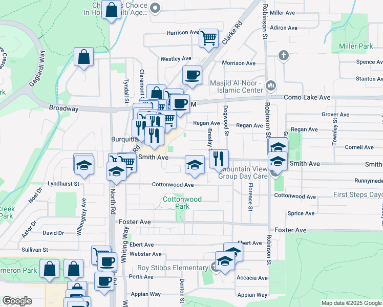 map of restaurants, bars, coffee shops, grocery stores, and more near 609 Smith Avenue in Coquitlam