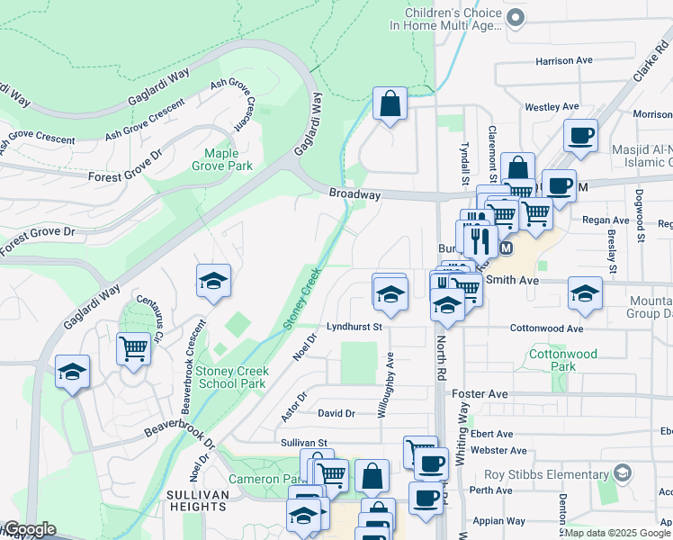 map of restaurants, bars, coffee shops, grocery stores, and more near 2690 Noel Drive in Burnaby