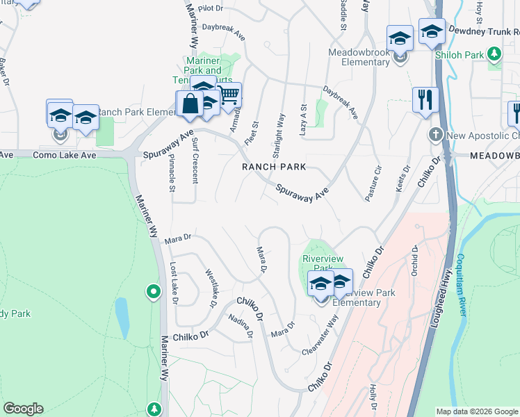 map of restaurants, bars, coffee shops, grocery stores, and more near 2955 Starlight Way in Coquitlam
