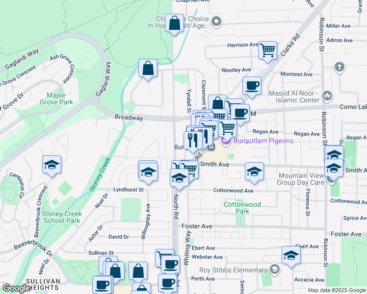 map of restaurants, bars, coffee shops, grocery stores, and more near 720 Farrow Street in Coquitlam