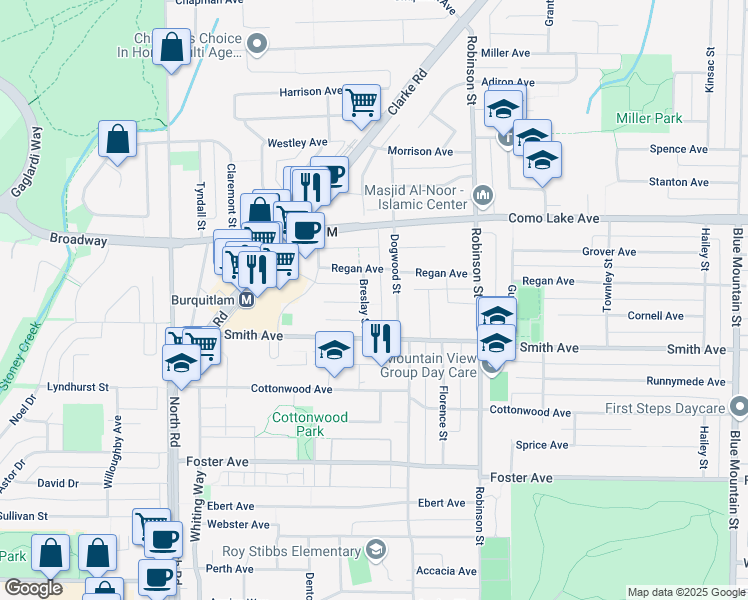 map of restaurants, bars, coffee shops, grocery stores, and more near in Coquitlam