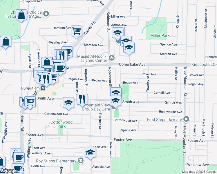 map of restaurants, bars, coffee shops, grocery stores, and more near 720 Robinson Street in Coquitlam