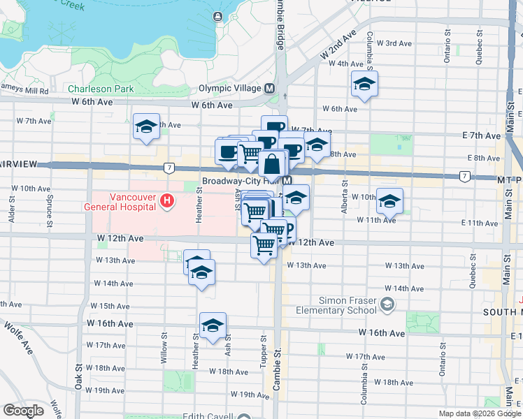 map of restaurants, bars, coffee shops, grocery stores, and more near 2628 Long Life Place in Vancouver