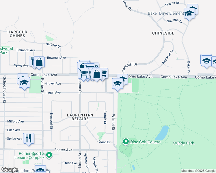map of restaurants, bars, coffee shops, grocery stores, and more near 2070 Lyons Court in Coquitlam