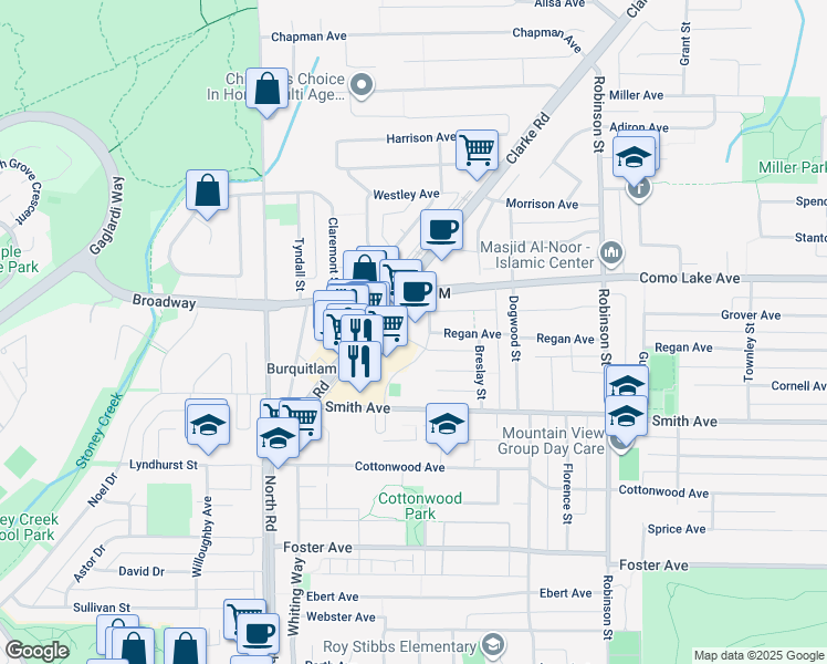 map of restaurants, bars, coffee shops, grocery stores, and more near 570 Emerson Street in Coquitlam