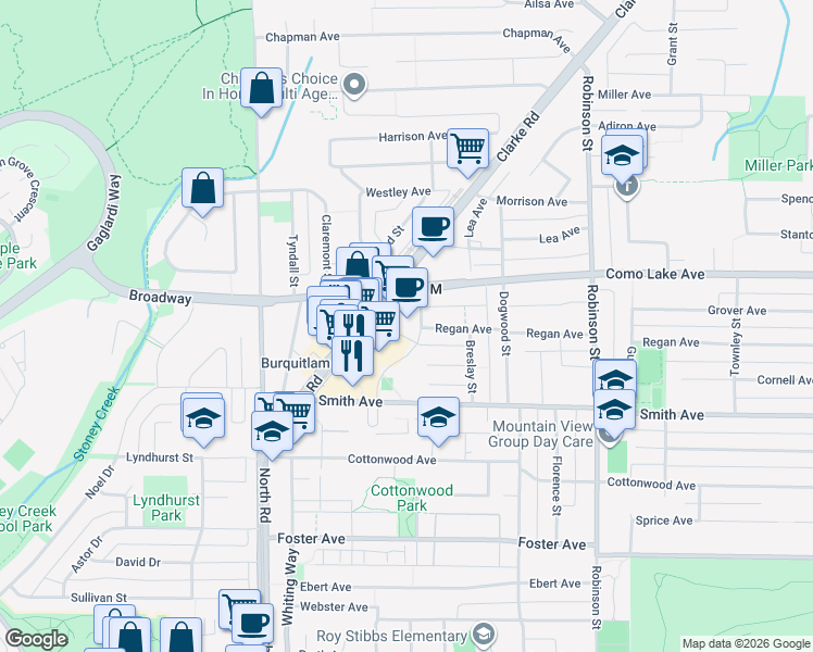 map of restaurants, bars, coffee shops, grocery stores, and more near 578 Emerson Street in Coquitlam