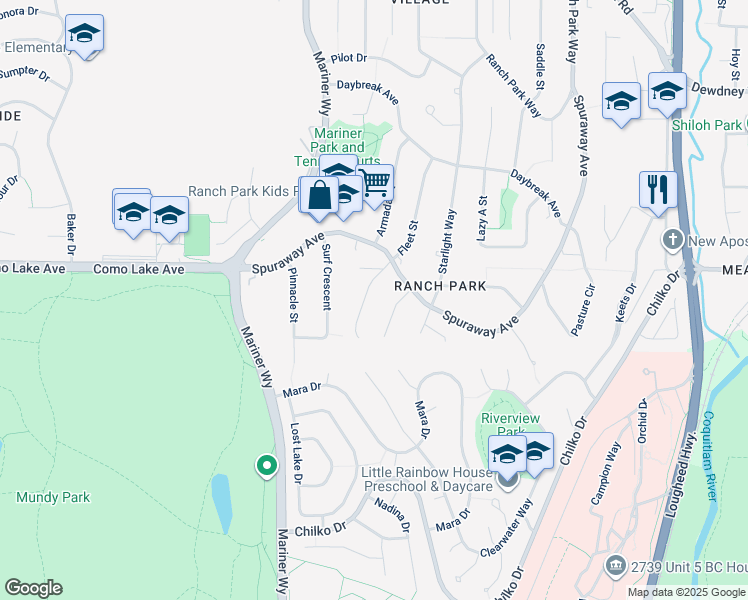 map of restaurants, bars, coffee shops, grocery stores, and more near 2979 Fleet Street in Coquitlam
