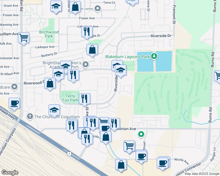 map of restaurants, bars, coffee shops, grocery stores, and more near 2757 Lurio Crescent in Port Coquitlam