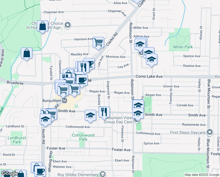map of restaurants, bars, coffee shops, grocery stores, and more near 741 Dogwood Street in Coquitlam