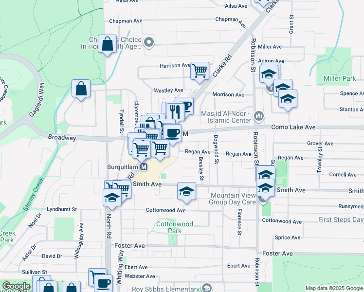 map of restaurants, bars, coffee shops, grocery stores, and more near in Coquitlam