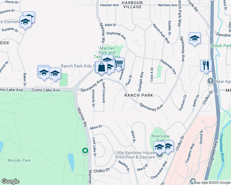 map of restaurants, bars, coffee shops, grocery stores, and more near 2988 Fleet Street in Coquitlam