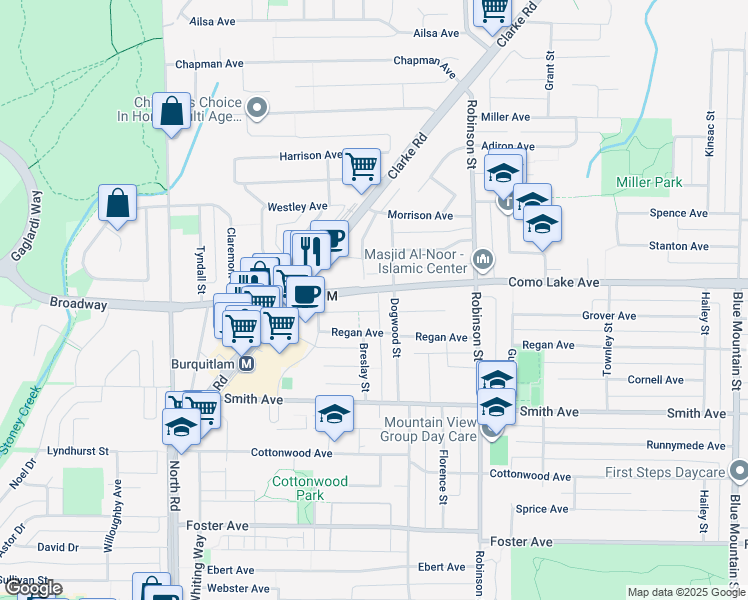 map of restaurants, bars, coffee shops, grocery stores, and more near in Coquitlam