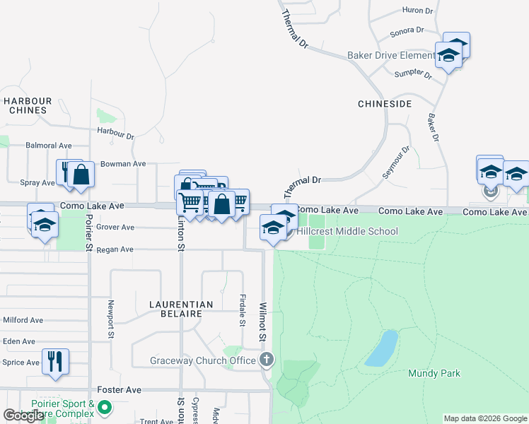 map of restaurants, bars, coffee shops, grocery stores, and more near 2120 Como Lake Avenue in Coquitlam