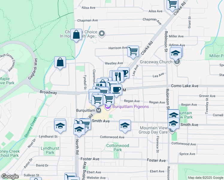 map of restaurants, bars, coffee shops, grocery stores, and more near in Coquitlam