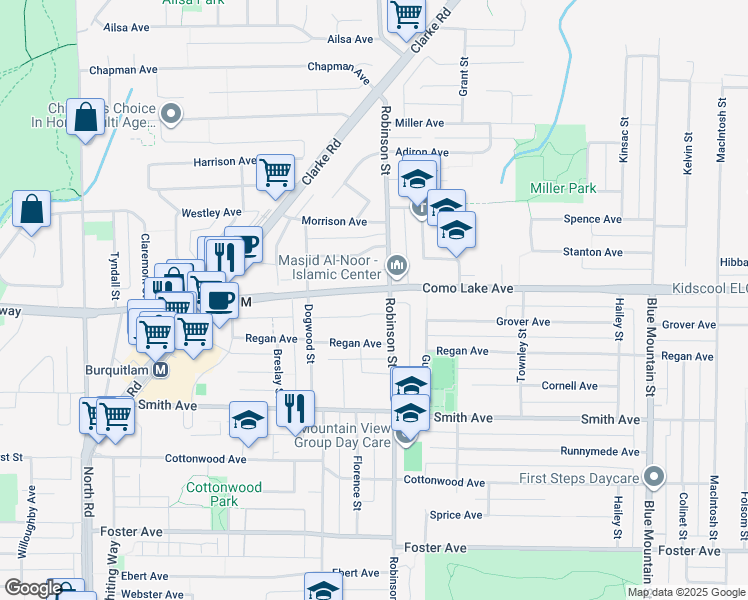 map of restaurants, bars, coffee shops, grocery stores, and more near 723 Grover Avenue in Coquitlam