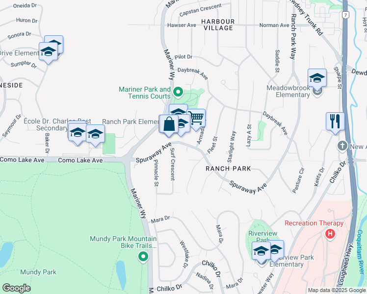 map of restaurants, bars, coffee shops, grocery stores, and more near 2996 Cape Court in Coquitlam