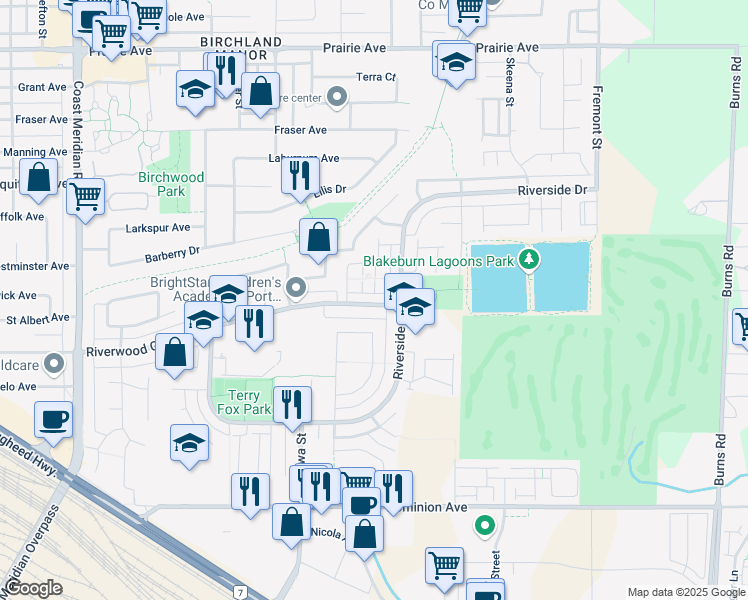 map of restaurants, bars, coffee shops, grocery stores, and more near 52 Riverwood Gate in Port Coquitlam