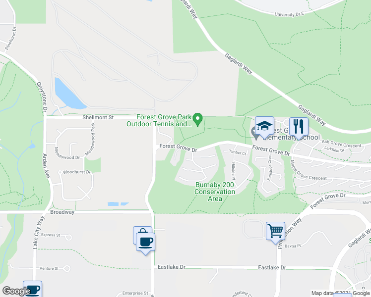 map of restaurants, bars, coffee shops, grocery stores, and more near 8224 Forest Grove Drive in Burnaby