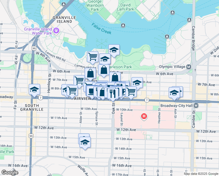 map of restaurants, bars, coffee shops, grocery stores, and more near 1017 West 8th Avenue in Vancouver