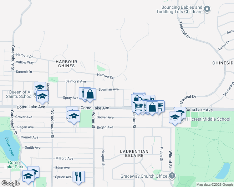 map of restaurants, bars, coffee shops, grocery stores, and more near 821 Prospect Street in Coquitlam