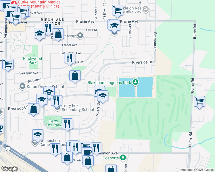 map of restaurants, bars, coffee shops, grocery stores, and more near 998 Riverside Drive in Port Coquitlam