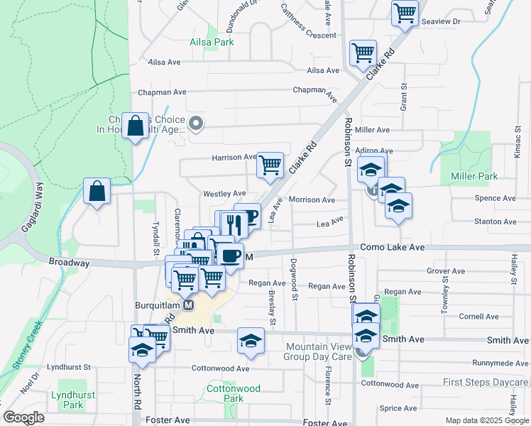 map of restaurants, bars, coffee shops, grocery stores, and more near 612 Lea Avenue in Coquitlam